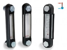 Verticaal peilglas met metalen omhulsel (thermometer) OPA.XL